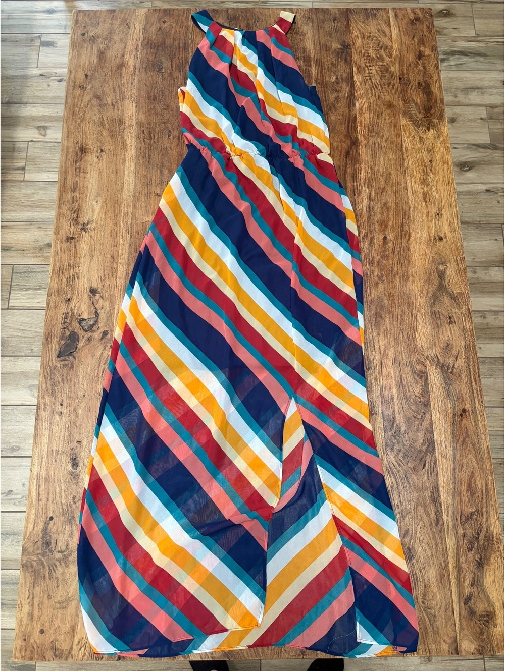 Apt. 9 Women's Medium Multicolor Striped Maxi Dress with Side Slit